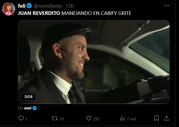 Juan Reverdito manejando el Cabify de GH