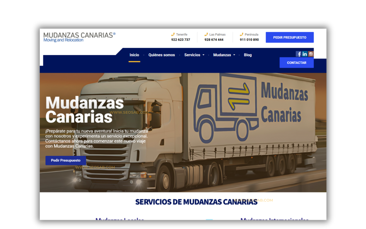 Diseño web de Empresa de Mudanzas