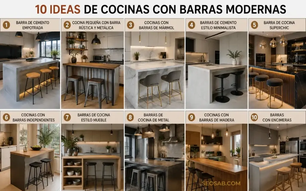 Cocinas con barras modernas