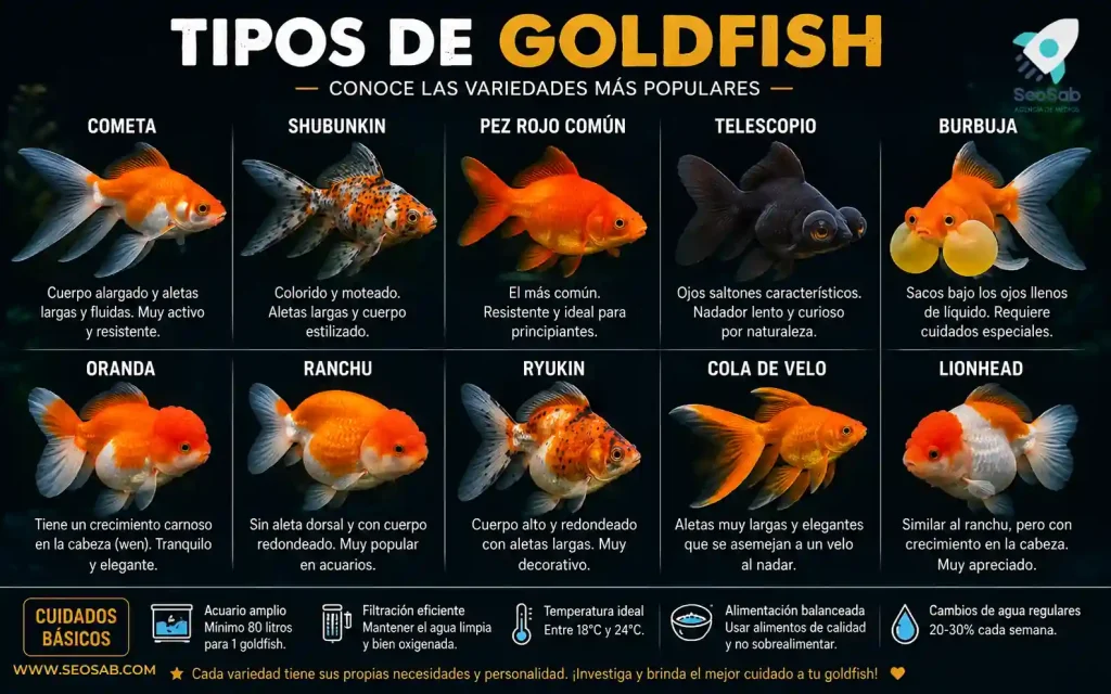 tipos de goldfish