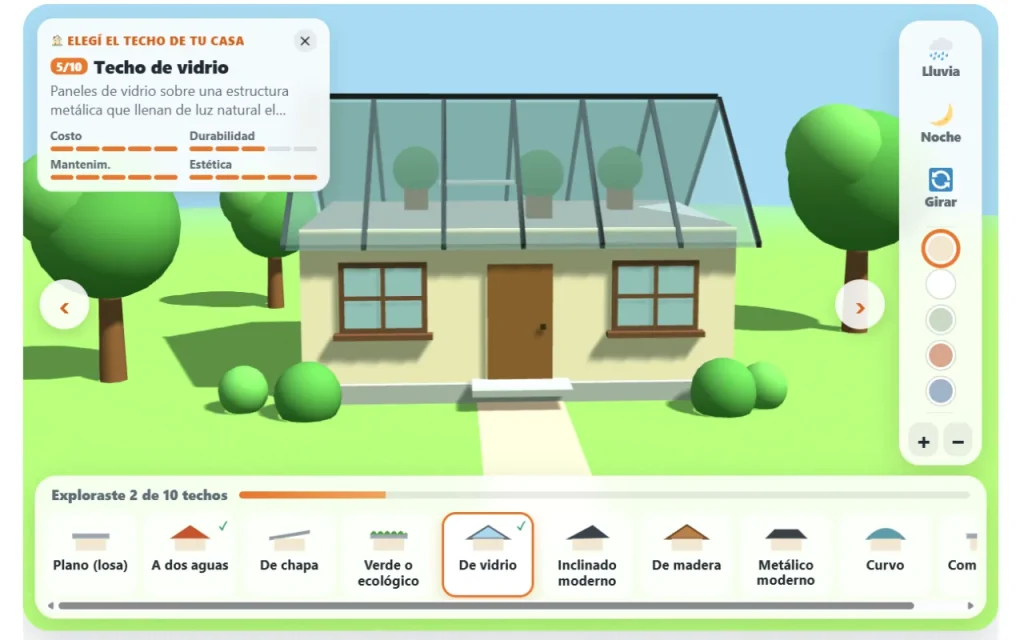 Tipos de techos - Experiencia 3D - Desarrollo de aplicaciones